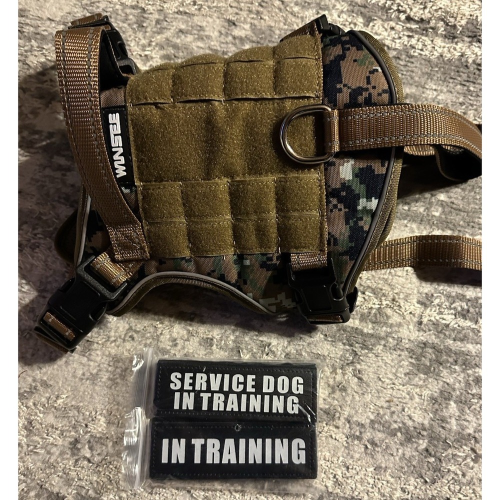 Service Dog Vest Harness for Medium Dog Tactical Working MOLLE Vest w badges NEW